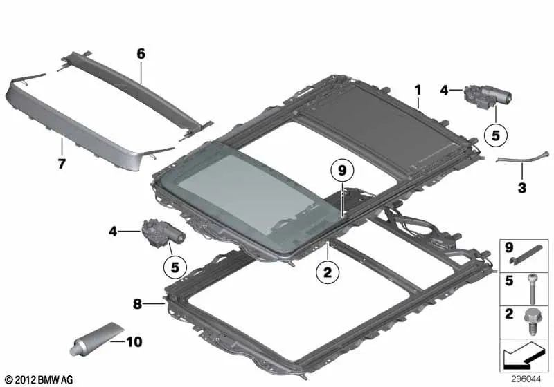 Marco del techo solar para BMW E84 (OEM 54102994058). Original BMW.