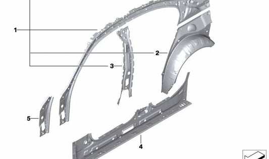 Marco lateral interior derecho OEM 41007491034 para BMW Serie 3 G80 y G80N. Pieza original BMW.