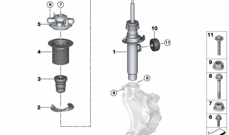 Right front shockwheat OEM 31316879194 for BMW Z4 G29 (SDRIVE20I, SDRIVE30I - All models from 2018 to 2026). Original BMW.