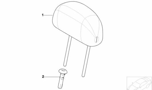 Reposacabezas de cuero OEM 52107063601 para MINI R50, R52, R53. Compatible con modelos One y Cooper fabricados entre 2001 y 2006. Pieza original MINI. Ideal para sustituir la cabecera del asiento delantero.