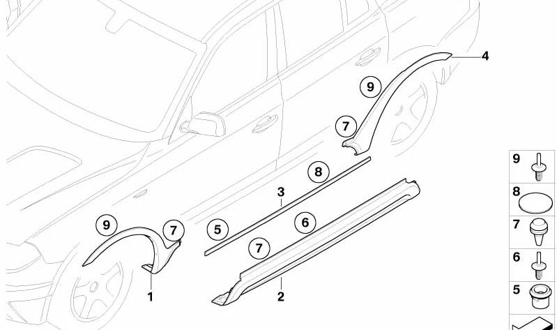 Protector adhesivo de umbral OEM 51773427441 para BMW X3 {E83} (todos los modelos compatibles). Original BMW.