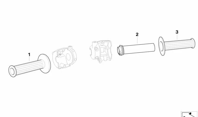 Puño derecho cerrado OEM 32727658870 para BMW Motorrad F 650 GS (FR13) 1999-2001 y 2003-2007, G 650 GS (GR13) 2008-2012. Repuesto original BMW Motorrad.