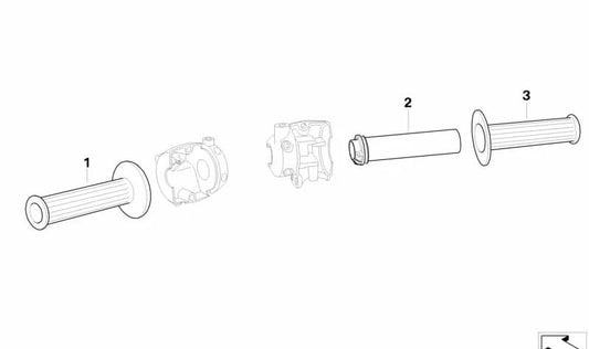Puño derecho cerrado OEM 32727658870 para BMW Motorrad F 650 GS (FR13) 1999-2001 y 2003-2007, G 650 GS (GR13) 2008-2012. Repuesto original BMW Motorrad.