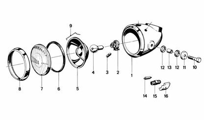 Riflettore frontale OEM 63121351652 per BMW R50, R60, R75/5. BMW originale.