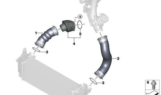Tubería de aire de carga OEM 11618572861 para BMW G20, G21. Original BMW.