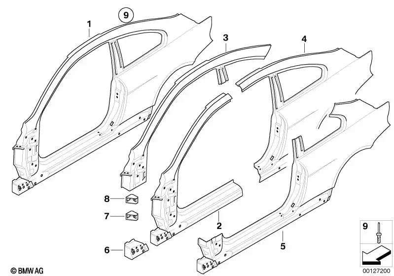 A-Säule direito externo para BMW 6 E63, E63N (OEM 41217120058). BMW original