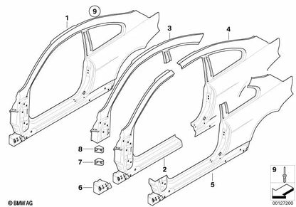 A-Säule direito externo para BMW 6 E63, E63N (OEM 41217120058). BMW original