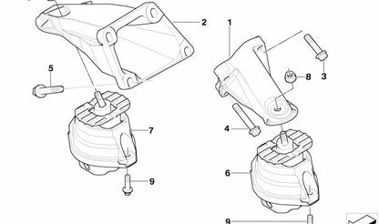 Soporte de motor derecho OEM 22116769030 para BMW E60, E61, E63, E64. Original BMW.