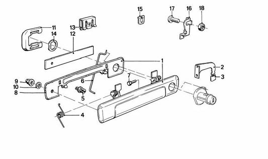Direkt außerhalb des Griffs für BMW E24, E23 (OEM 51211847588). Original BMW