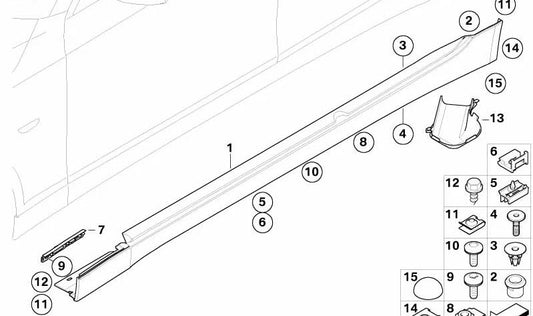 Erbindet die Erbdex des rechten Schwellenwerts OEM 51777178130 für BMW E61. Original BMW.