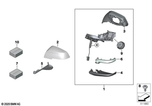 Heated exterior rearview mirror left for BMW i I01, I01N (OEM 51167441033). Original BMW