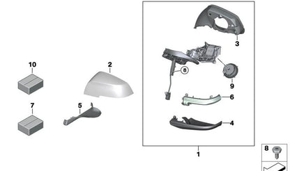 Cubierta base retrovisor derecho OEM 51167304034 para BMW i3 I01, I01N. Pieza original BMW.