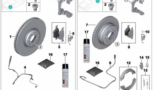 Juego de pastillas de freno OEM 34116770575 para BMW E65, E66. Original BMW.