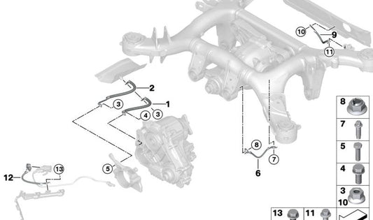 Cinta aislante diferencial trasero OEM 12429882112 para BMW F90, F91, F92, F93, F95, F96. Original BMW.