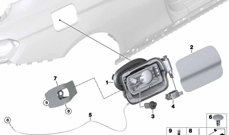 OEM ejector 51177284741 for BMW F30, F31, F34, F35, F80, F32, F33, F36, F82, F83, E84. Compatible with versions N. Original BMW piece.