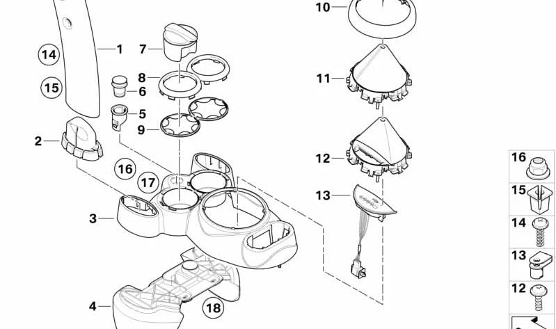 Fuelle palanca cambio Steptronic Panther Black OEM 51167052158 para MINI R50, R52, R53. Original MINI.