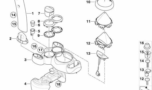 Fuelle palanca cambio Steptronic Panther Black OEM 51167052158 para MINI R50, R52, R53. Original MINI.
