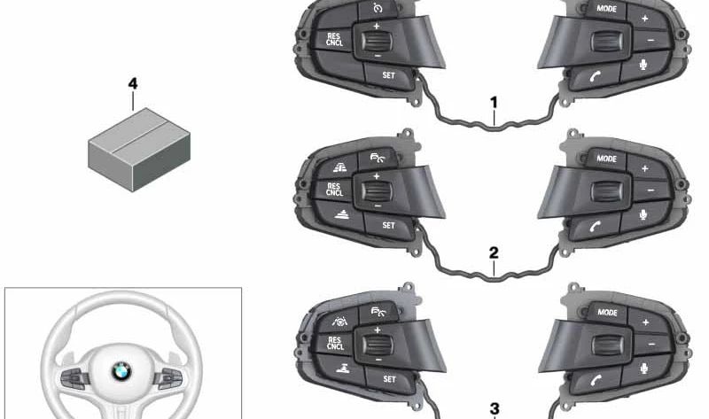 Interrupteur de tige multifonction pour la série BMW 5 F90, G30, série 6 G32, X3 F97, G01, X4 F98, G02 (OEM 61317854182). BMW d'origine