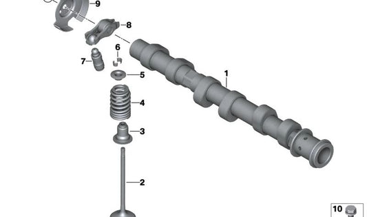 Eixo de cames de admissão para BMW F70, U06, G20N, G21N, G22N, G23N, G26N, G60, G61, G68, U11, U12, U10, G45, G06N (OEM 1131874957). BMW original
