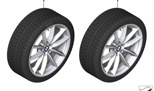 Rueda completa de invierno 225/60R18 OEM 36112463323 para BMW X3 G01, G01N y X4 G02, G02N. Compuesto blando y sensor RDC montado. Original BMW.