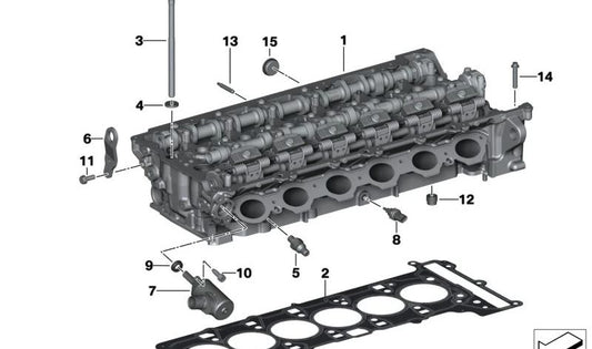 Culata de motor con tren de válvulas OEM 11127934494 para BMW G42, G30, G31, G32, G11, G12, G14, G15, G16, G01, G02, G05, G06, G07, G18, G29. Original BMW.