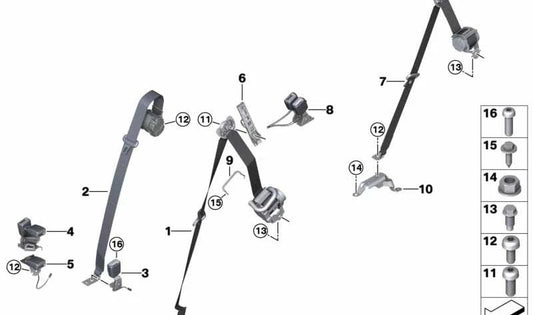 Right folding lock for the 3rd row of seats for BMW G07 (OEM 72117477684). Original BMW