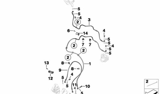 Conexión conducto freno delantero OEM 34328537727 para motos BMW F700GS, F800GS, F800GS Adventure. Original BMW Motorrad.