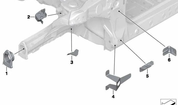 Soporte fijación freno derecho OEM 41112754686 para MINI R55, R56, R57, R58, R59. Pieza original MINI.