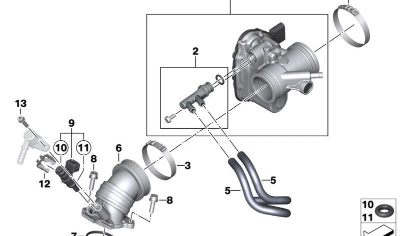 Braçadeira de mangueira flexível OEM 16167193154 para BMW Motorrad C 400 GT, C 400 X, C 600 Sport, C 650 GT. Originais BMW Motorrad.