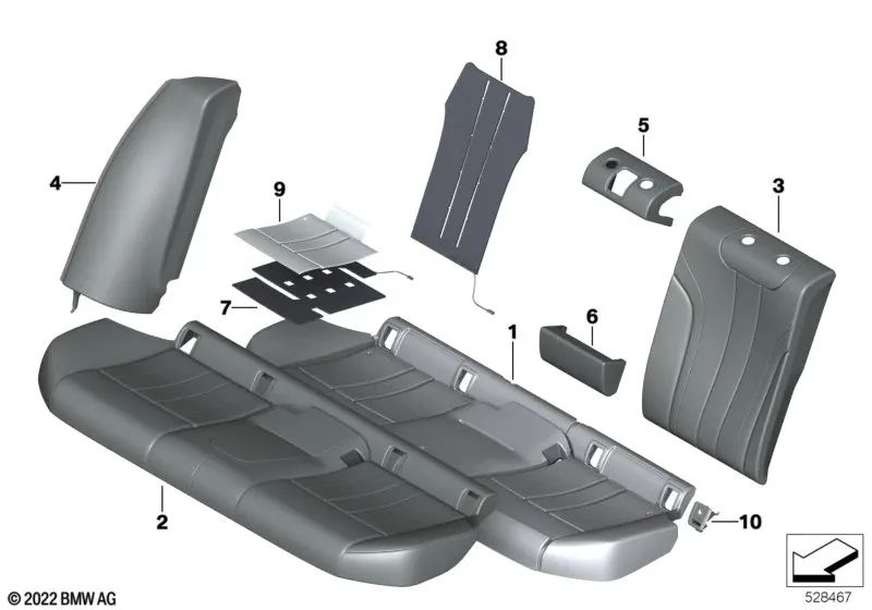 Left leather side panel for BMW 5 Series G30, G30N (OEM 52207456291). Original BMW