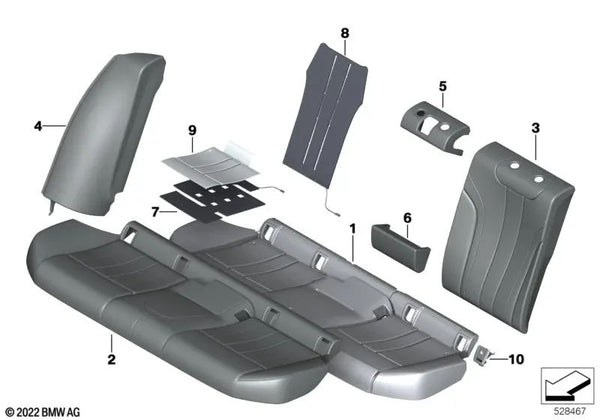 Panel lateral de cuero izquierdo para BMW Serie 5 G30, G30N (OEM 52207456293). Original BMW.