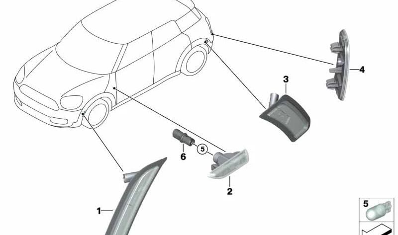 Portalámpara OEM 63138382104 para MINI R50, R53, R56 LCI, Clubman R55, Cabrio R52, Countryman R60, Paceman R61... y más. Original MINI.