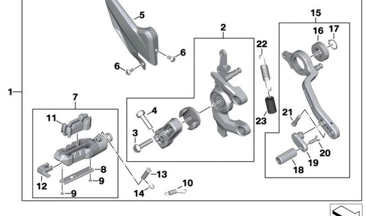 Almohadilla de roce reposapiés derecho OEM 77259445014 para motos BMW S 1000 XR, M 1000 XR. Original BMW Motorrad.