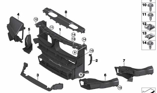 Conducto de aire para radiador derecho OEM 51747320266 para BMW X6 F16 xDrive50i (modelos KU41, KU61, KU62) de 2014 a 2019. Original BMW.