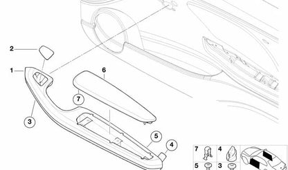 Apoyabrazos delantero derecho OEM 51417890900 para BMW E46. Original BMW.
