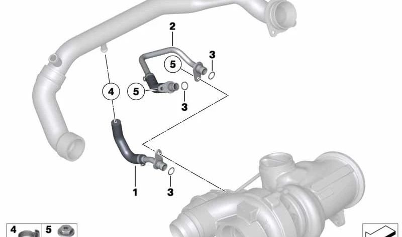 Tube de réfrigérant frontal OEM 11537583899 pour BMW X5 E70 et BMW X6 E71. Système de refroidissement d'origine. BMW d'origine.