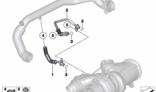 Tube de réfrigérant frontal OEM 11537583899 pour BMW X5 E70 et BMW X6 E71. Système de refroidissement d'origine. BMW d'origine.