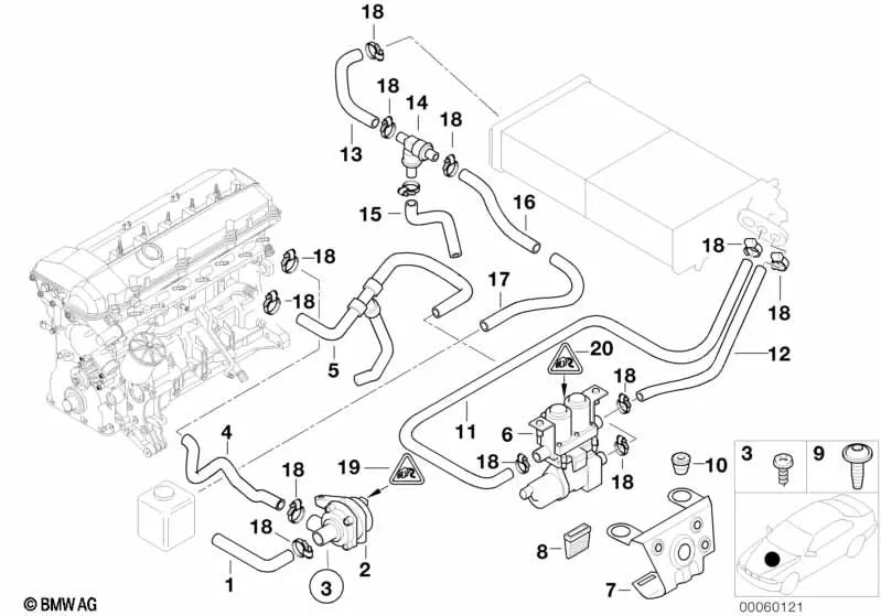 Tubo de válvula de retención-retorno del motor para BMW E38 (OEM 64218378541). Original BMW