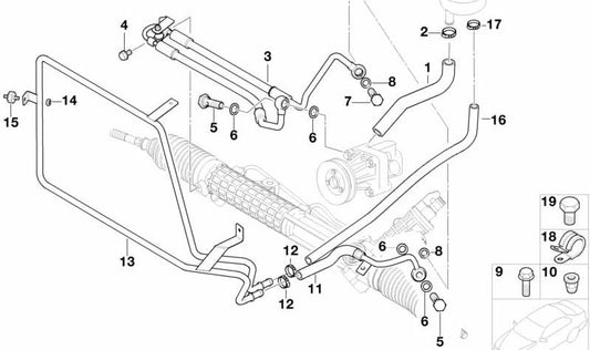 OEM 32412282078 assisted steering pressure sleeve for BMW E36 and Z3. Original BMW.