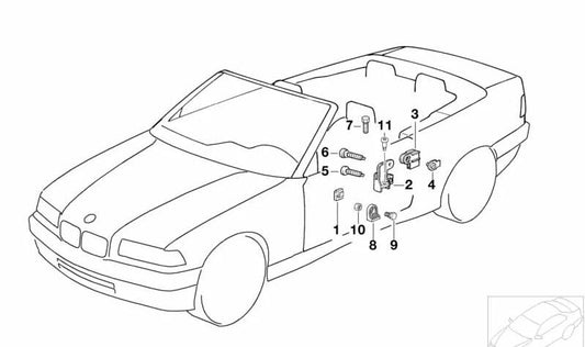OEM 51328151226 Guide de fenêtre Prise en charge du BMW E36. BMW d'origine.
