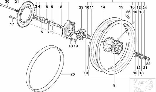 Llanta trasera OEM 36318561753 para BMW Motorrad G 650 GS (2010-2015). Original BMW Motorrad.