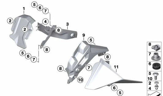 Deflector de viento derecho OEM 46638569666 para motos BMW F850GS Adventure, F900GS Adventure. Original BMW Motorrad.