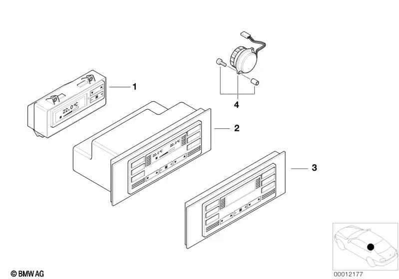 Panel de Control de Climatización Automática para BMW E38 (OEM 64118380502). Original BMW.