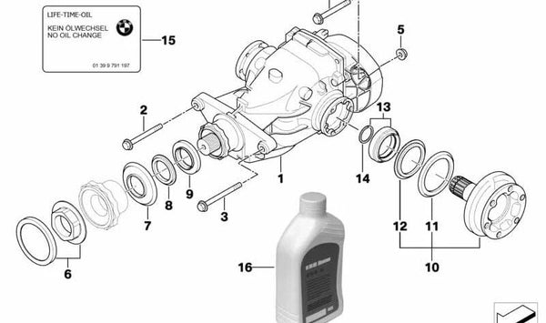 Diferencial trasero OEM 33107591014 para BMW E82, E88, E90, E91, E92. Original BMW.