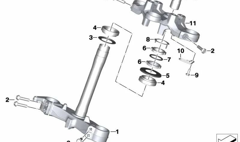 Puente horquilla superior OEM 31428404205 para motos BMW F 900 R, F 900 R A2 (K83) desde 11/2019. Original BMW Motorrad.