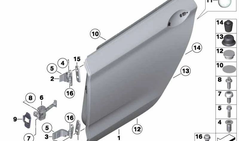 Lower rear back door OEM 41007228154 for BMW F07. Original BMW.