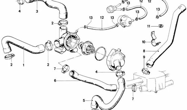 Manguera de agua OEM 11531266077 para BMW E21. Original BMW.