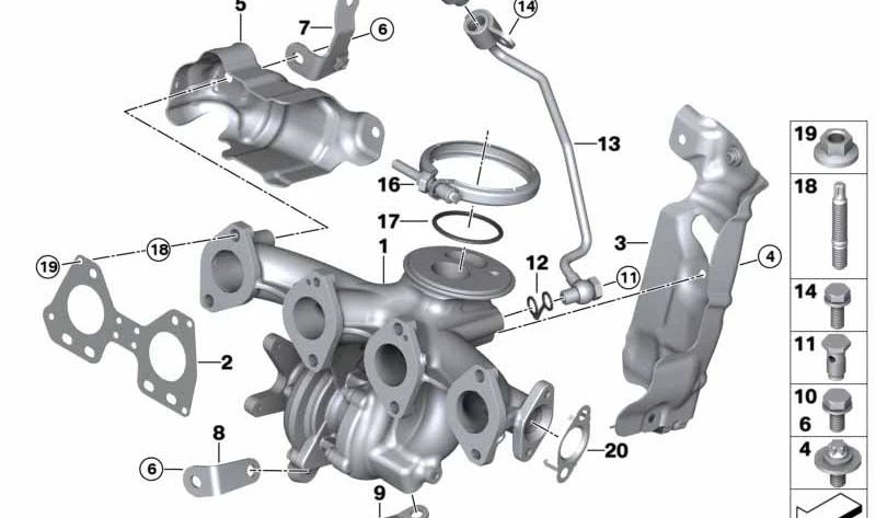 Tubo de presión de gases OEM 13628579971 para BMW F40, F44, F45, F46, F48, F39, F55, F56, F57, F54, F60. Original BMW.