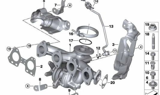 Tubo de presión de gases OEM 13628579971 para BMW F40, F44, F45, F46, F48, F39, F55, F56, F57, F54, F60. Original BMW.
