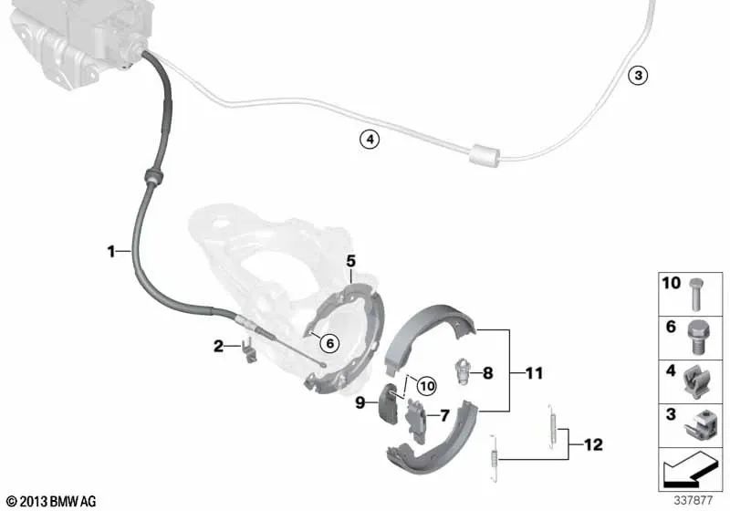 Cable Bowden freno de mano izquierdo para BMW X5 E70, E70N, X6 E71, E72 (OEM 34436772103). Original BMW